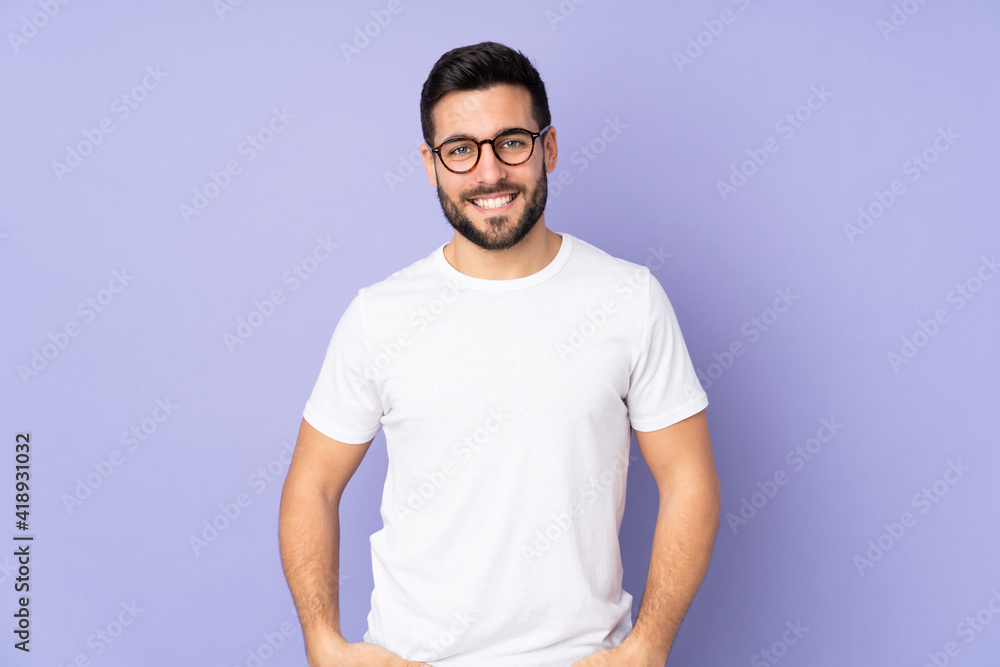Caucasian handsome man over isolated background laughing Caucasian handsome man over isolated background laughing