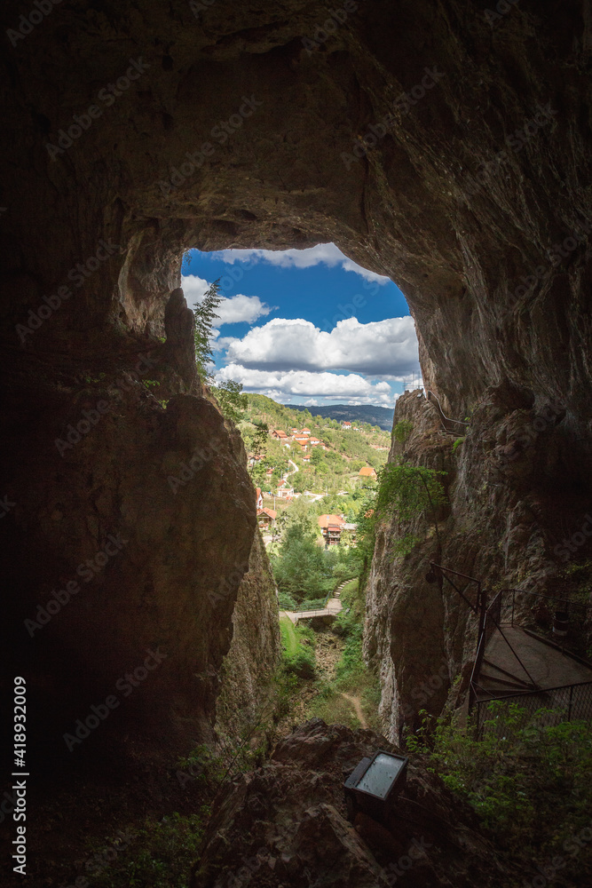 Beautiful Potpece cave entrance in west Serbia