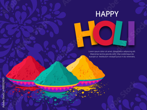 Colorful gulaal (powder color) indian festival for Happy Holi card color Background. illustration of abstract colorful Happy Holi background