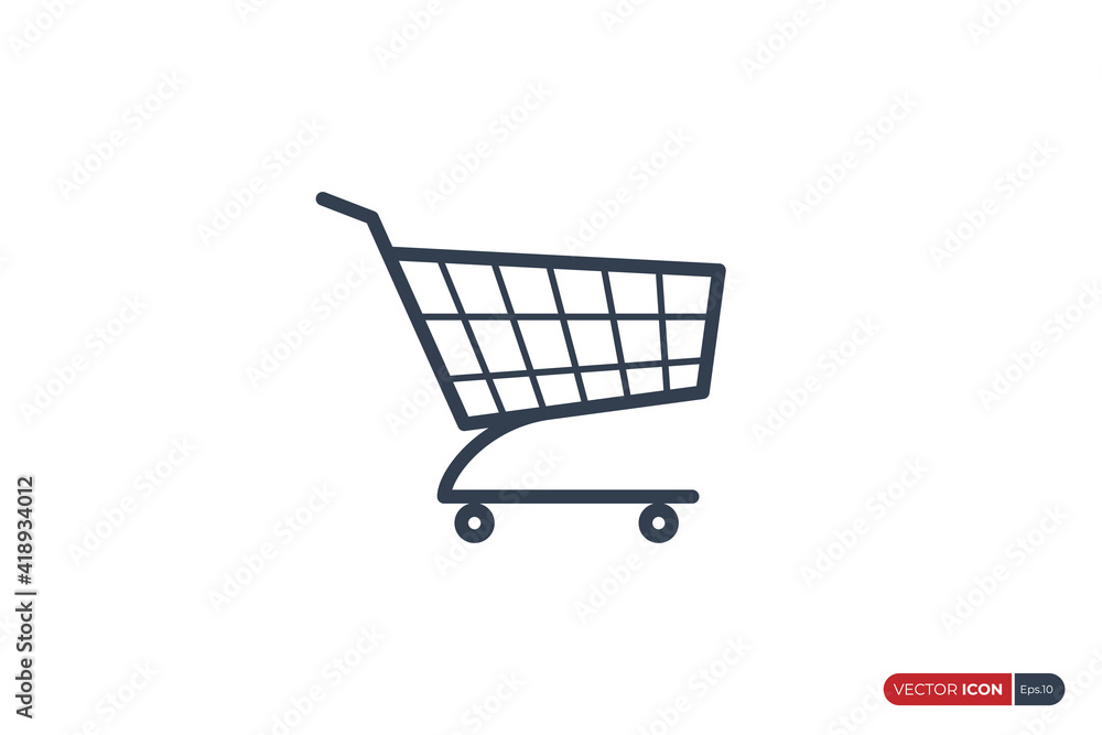 Simple Shopping Cart Icon Line isolated on White Background. Flat Vector Illustration Usable for Web and Mobile Apps. Shopping Trolley Vector Icon Design Template Element. Simple Shopping Cart Icon Line isolated on White Background. Flat Vector Illustration Usable for Web and Mobile Apps. Shopping Trolley Vector Icon Design Template Element.