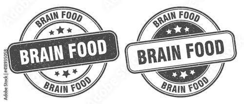 brain food stamp. brain food label. round grunge sign