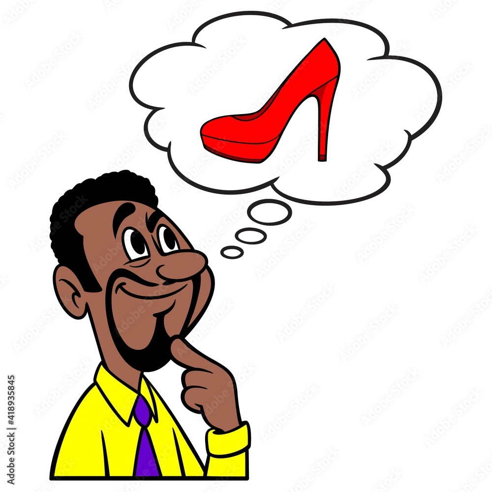 Man thinking about High Heels - A cartoon illustration of a man thinking about High Heels. Man thinking about High Heels - A cartoon illustration of a man thinking about High Heels.