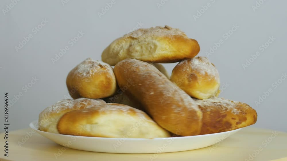 apple pies is rotating on gray background apple pies is rotating on gray background