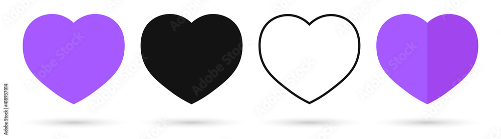 Set heart icons, graphic design template, Valentines Day symbols, vector illustration Set heart icons, graphic design template, Valentines Day symbols, vector illustration