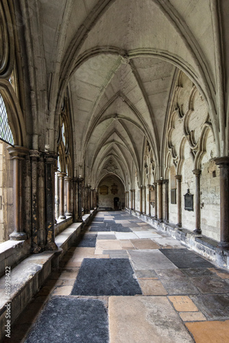 Cloisters Interior Arches 13th Century Westminster Abbey Church London  England.