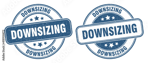 downsizing stamp. downsizing label. round grunge sign