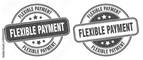 flexible payment stamp. flexible payment label. round grunge sign