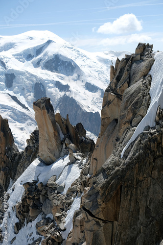 Summer glacier landscape, Aiguille du Midi 3842m, Chamonix, France. photo