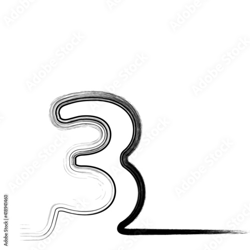 One Lines Design . Vector Background. brush strokes .Abstract numbers . One, two, three . illustration.