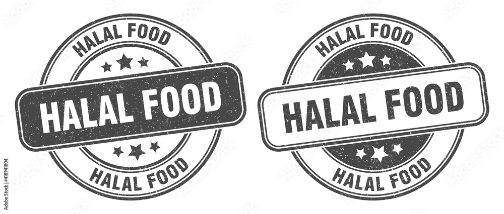 halal food stamp. halal food label. round grunge sign