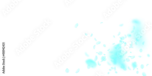 Turquoise flower petals falling down. Splendid rom