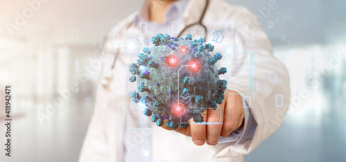 Obraz na płótnie Doctor touching a coronavirus covid19 concept - 3d rendering