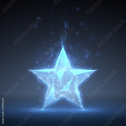 Geometric blue star with light effect