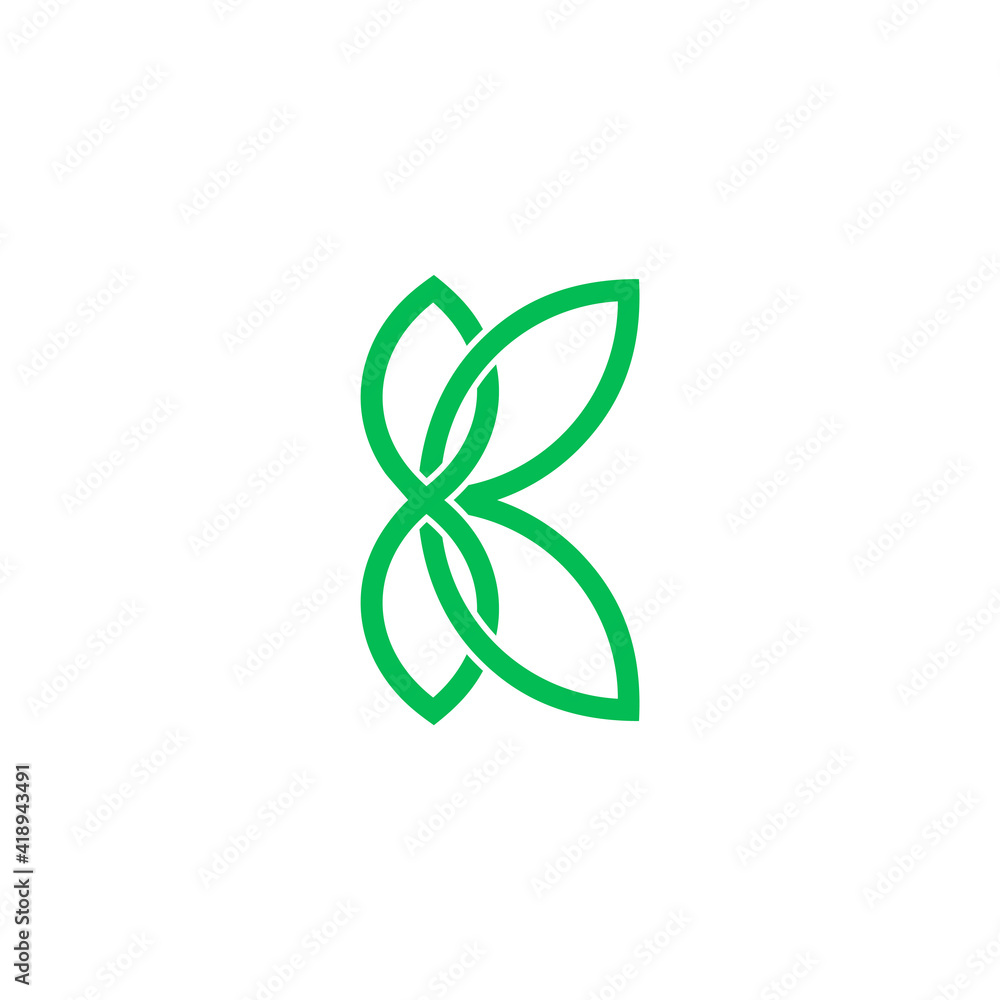 abstract letter k green leaf flat overlap line logo vector abstract letter k green leaf flat overlap line logo vector