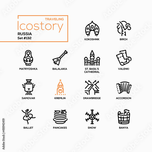 Russia - modern line design style icons set