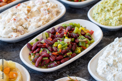 Mexican salad. Healthy food. Snack meal served alongside the main course. Natural vegetarian food.