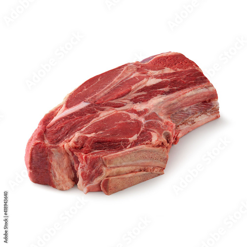 Close-up view of fresh raw Blade Chuck Roast Chuck Cut in isolated white background