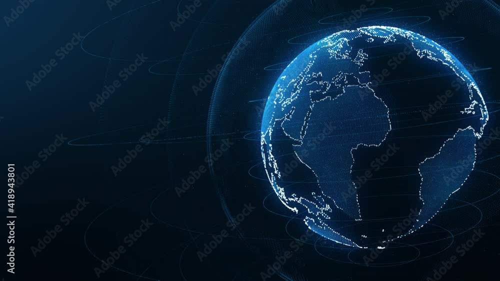 Digital earth rotating,Concept 3d animation social future technology abstract business scientific global network,animation digital grid data communication technology background.