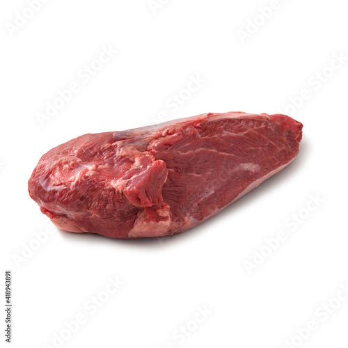 Tableau sur toile Close-up view of fresh raw Chuck Tender Chuck Cut in isolated white background