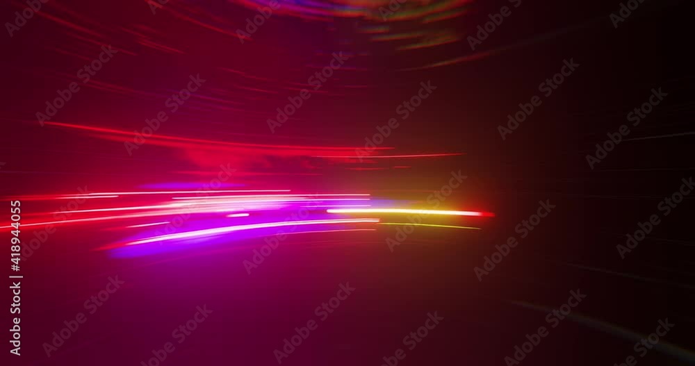 Abstract Technology Fast Light Strokes Background. high speed technology internet background with glowing light and fast motion. 3D rendering, 4K VJ loop