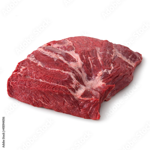 Fotografi Close-up view of fresh raw Denver Roast Chuck Cut in isolated white background