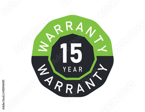 15 year warranty logo isolated on white background. 15 years warranty image