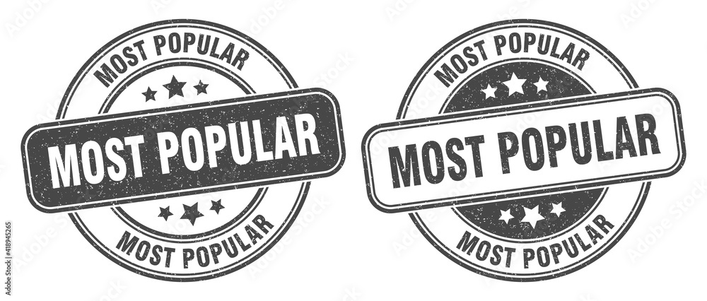 most popular stamp. most popular label. round grunge sign most popular stamp. most popular label. round grunge sign