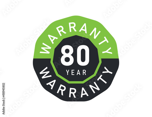 80 year warranty logo isolated on white background. 80 years warranty image