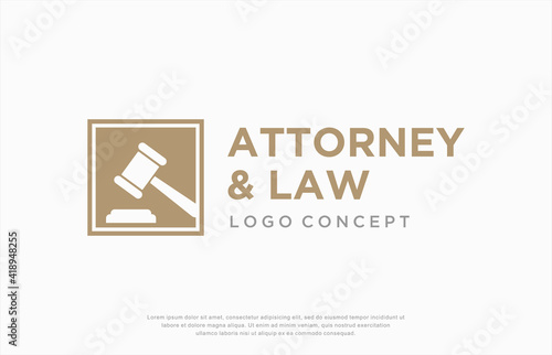 Attorney and law, judge hammer icon logo design template vector