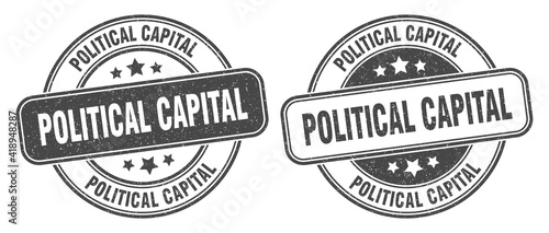 political capital stamp. political capital label. round grunge sign