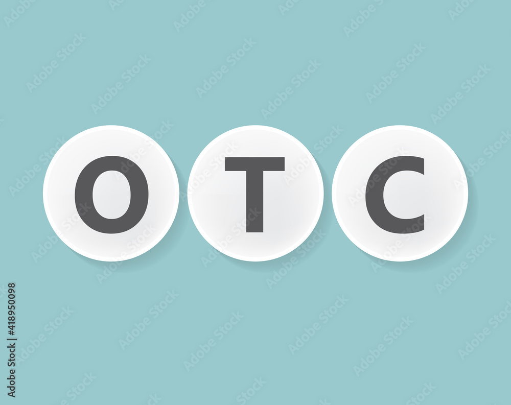 OTC (Over The Counter drugs) written on white pills - vector illustration OTC (Over The Counter drugs) written on white pills - vector illustration
