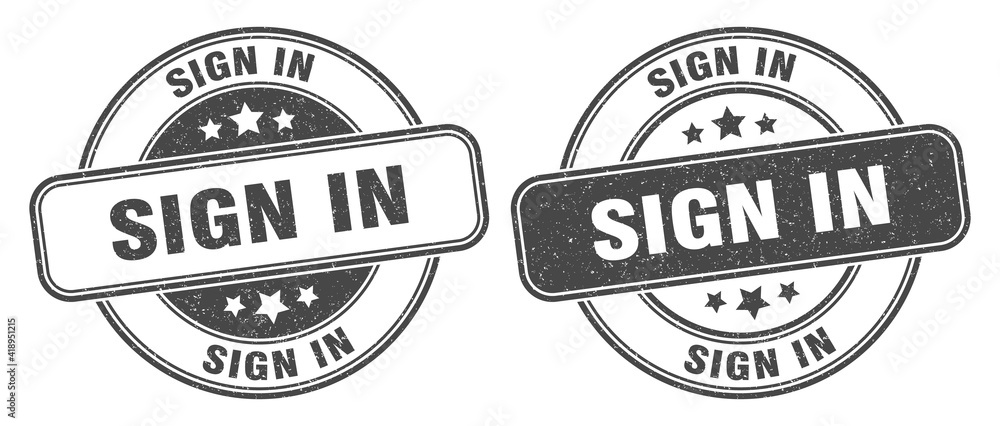 sign in stamp. sign in label. round grunge sign sign in stamp. sign in label. round grunge sign