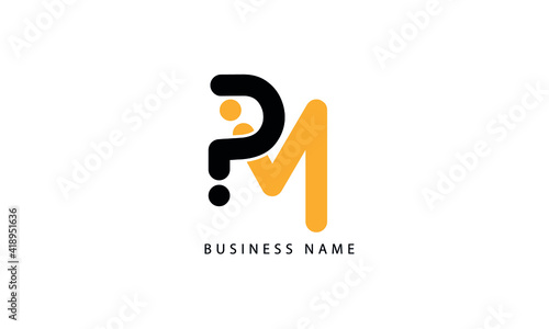 Abstract Letter Initial PM MP Vector Logo Design Template