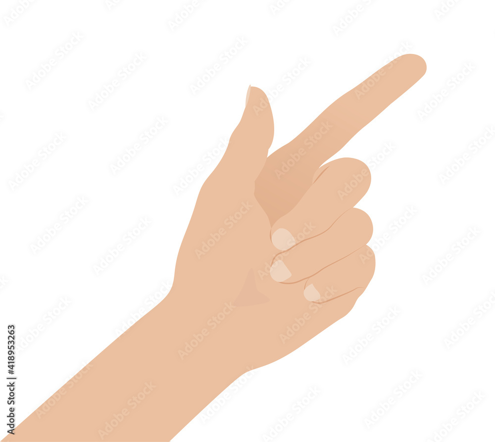 Woman hand on white background, flat design vector illustration Woman hand on white background, flat design vector illustration