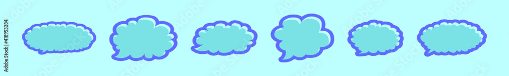 set of speech bubbles cartoon icon design template with various models. vector illustration isolated on blue background set of speech bubbles cartoon icon design template with various models. vector illustration isolated on blue background