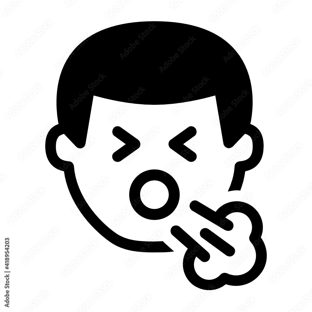 Sick man cough, Ill boy sneeze vector icon concept Sick man cough, Ill boy sneeze vector icon concept