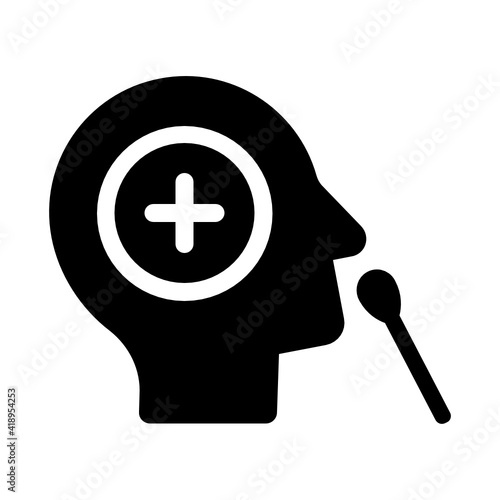 Nasal swab PCR Test in nose for testing coronavirus covid-19 pandemic vector icon
