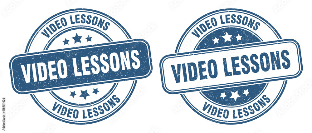 video lessons stamp. video lessons label. round grunge sign