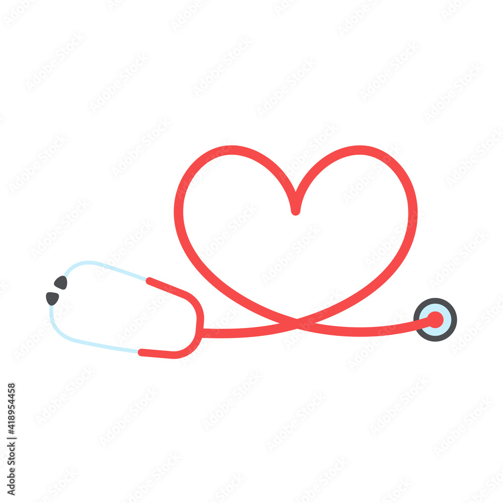 Stethoscope nurse. A medical stethoscope that curls into a heart shape Health care concept. Stethoscope nurse. A medical stethoscope that curls into a heart shape Health care concept.