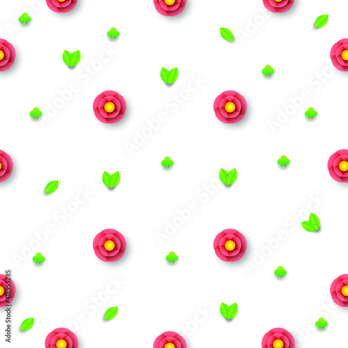 Fototapeta Naklejka Na Ścianę i Meble -  Abstract Seamless Pattern Colors Flower Leaves Background Vector Design Style
