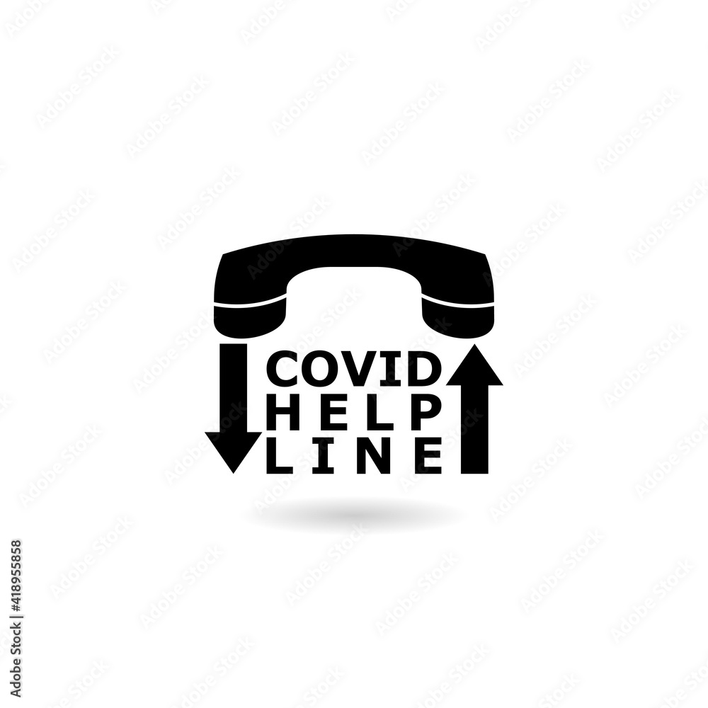 Covid 19 helpline icon with shadow Covid 19 helpline icon with shadow