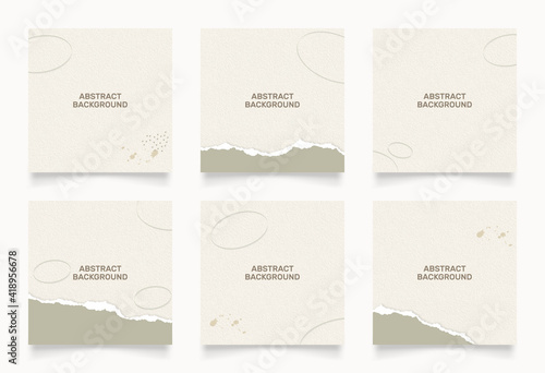 abstract background design for social media insta story feed post. green white brown floral scribble shape hand drawn object. copy space for text. instagram square flyer banner