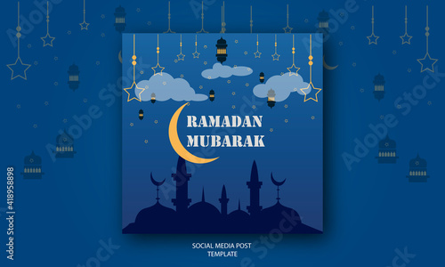 Elegant Muslim Festive Ramadan Kareem social media creative post design Instagram and Facebook post