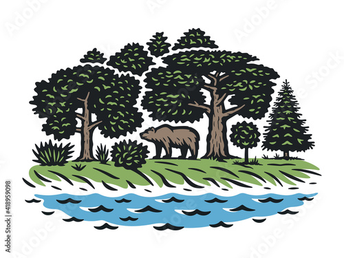 Vector illustration of a landscape. Color version.
