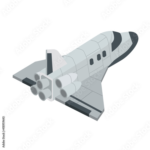 spaceship flying space isometric icon