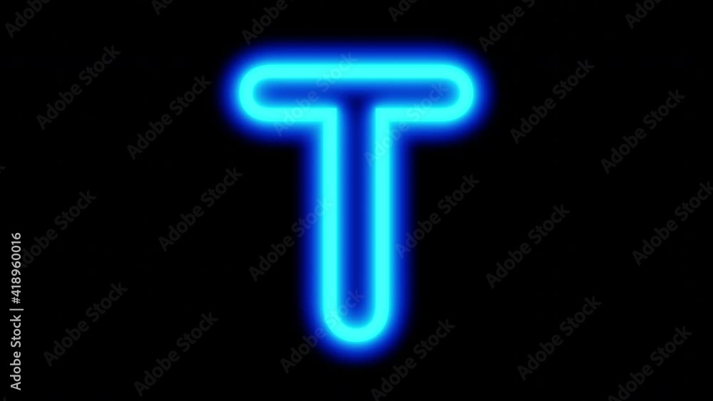 Animated blue neon letter T on a black background. Looped animation. 3D rendering. 4K video
Animated blue neon letter T on a black background. Looped animation. 3D rendering. 4K video