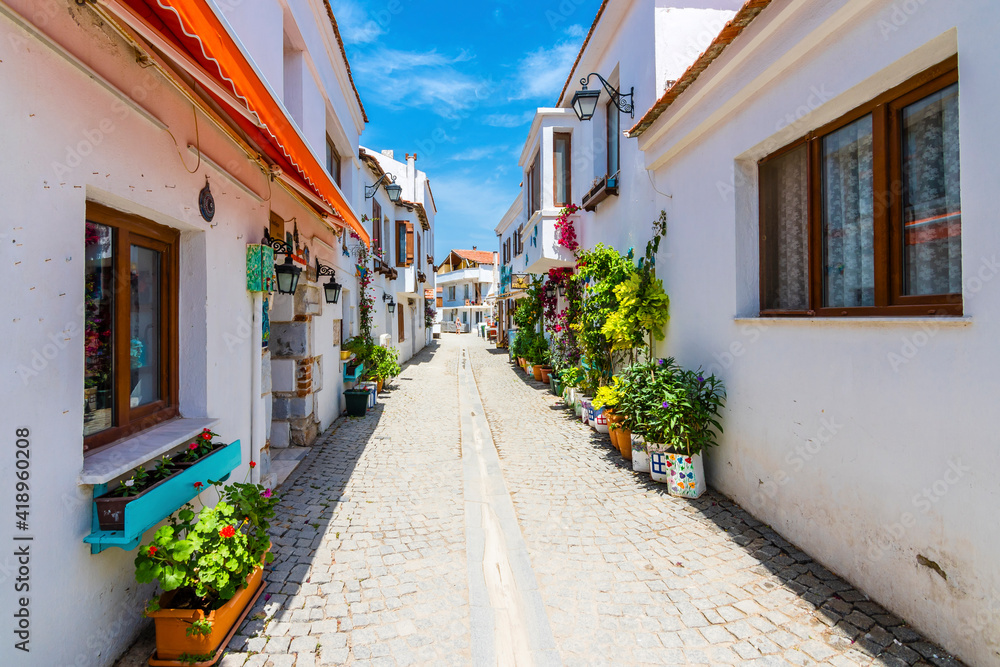 Fototapeta premium Sigacik Village street view. Sigacik is populer tourist attraction in Turkey.