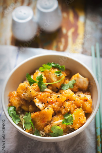 Sweet and sour coconut chicken pieces 