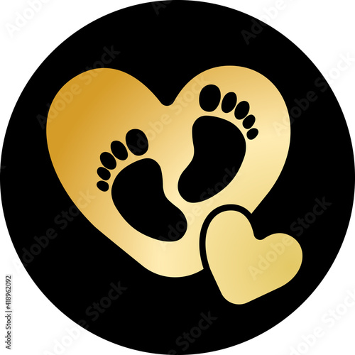 Baby Footprints with heart vector symbol.