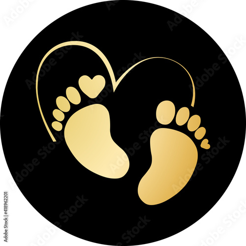 Baby Footprints with heart vector symbol.